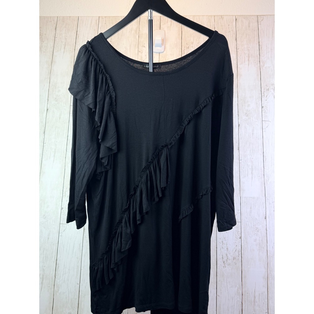 Lane Bryant Womens Black Asymmetrical Ruffle Long Sleeve Top 18/20 NWT